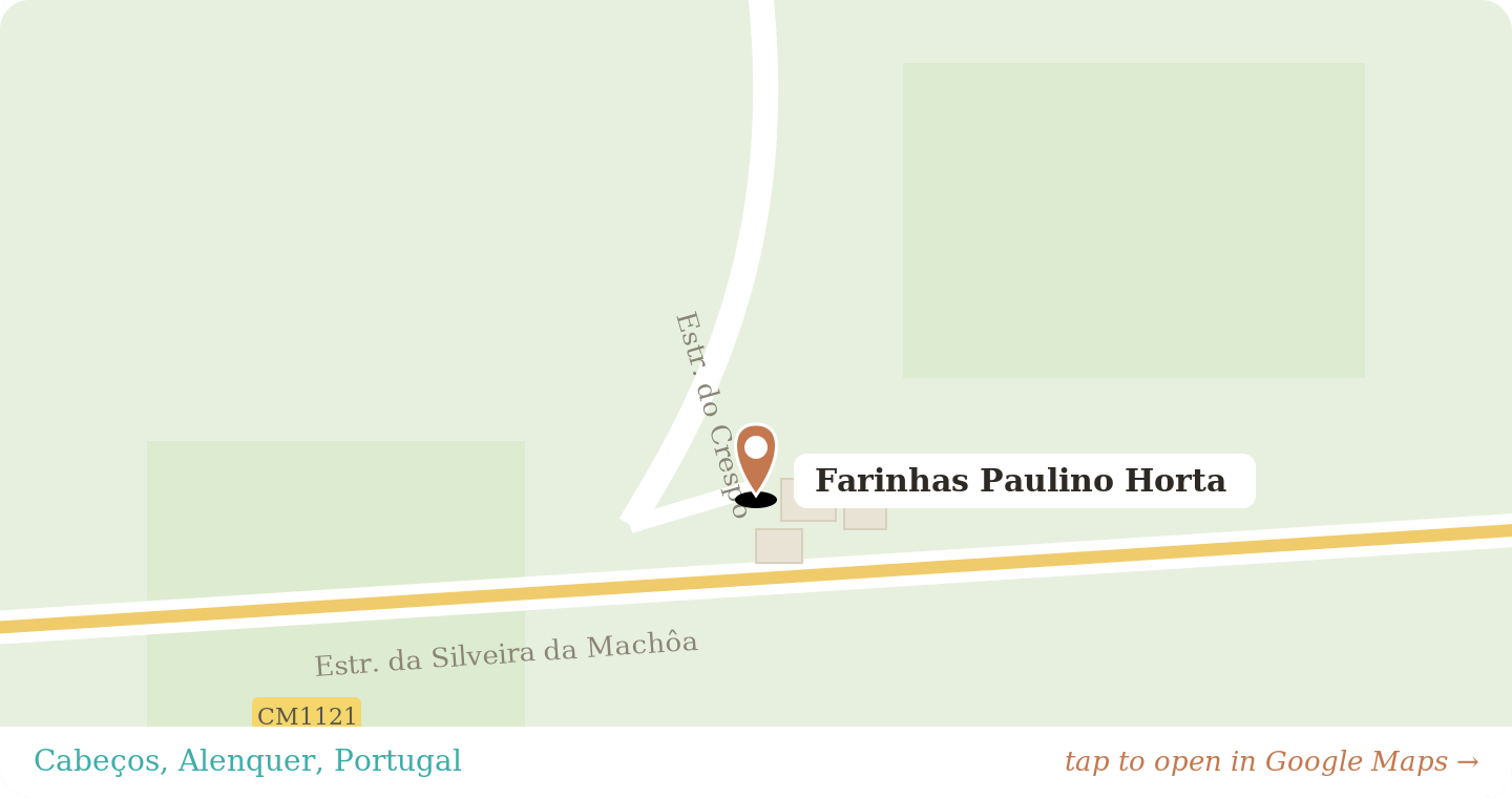 Map showing Farinhas Paulino Horta mill in Cabeços, Alenquer